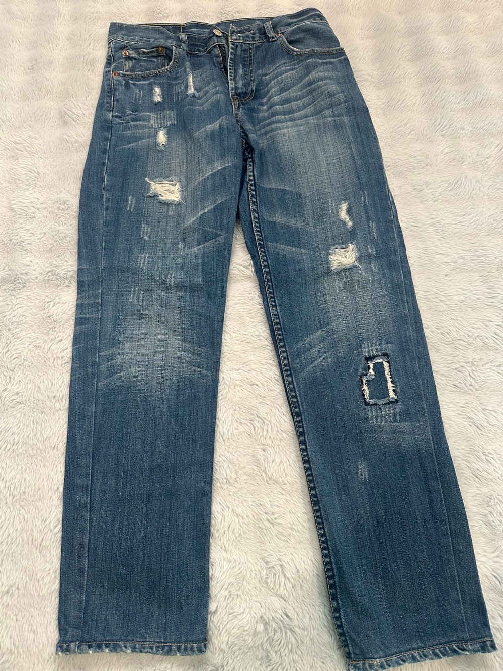 Levi’s 514 Straight Fit Distressed Jeans Men’s Size 32 Medium Wash